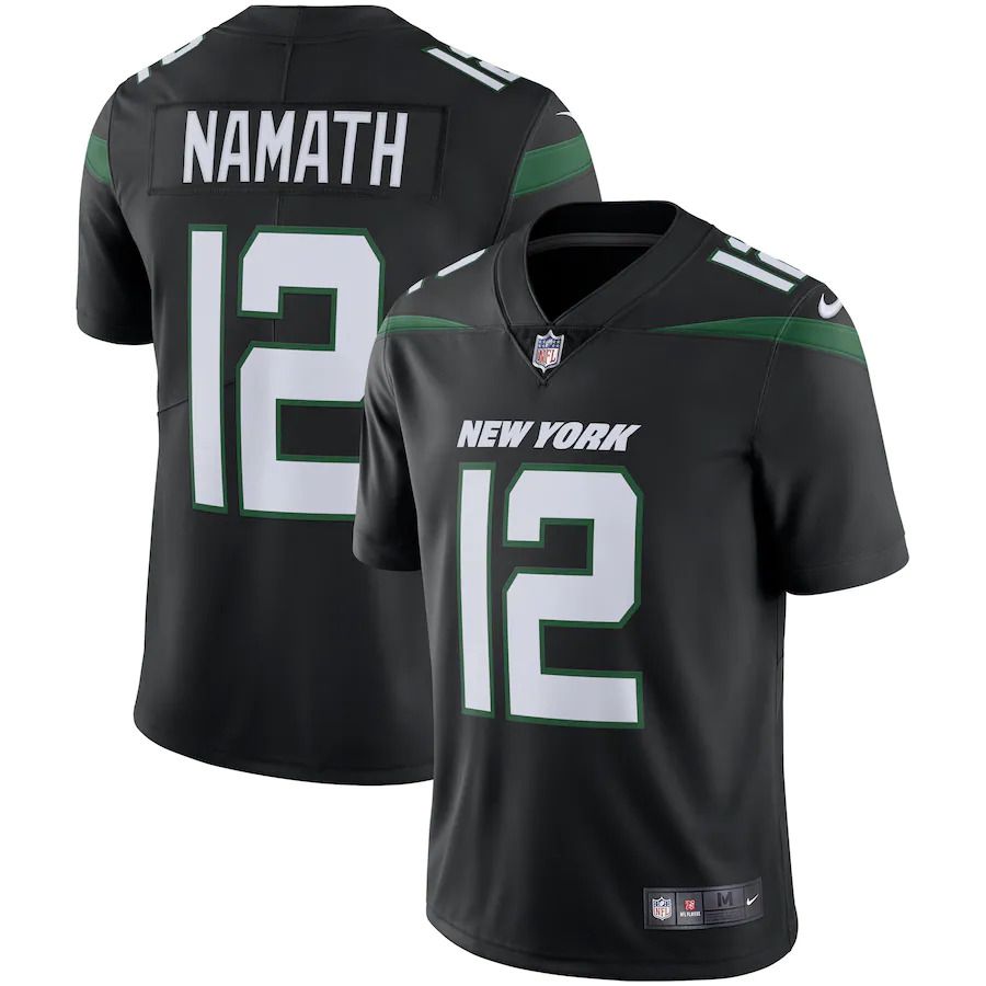 Men New York Jets #12 Joe Namath Nike Stealth Black Retired Player Limited Team NFL Jersey